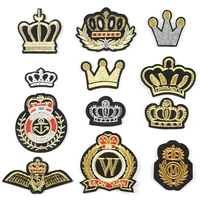gold red military rank crown embroidery patches for clothing tactical morale army logo iron on clge on clothes cloth sticker