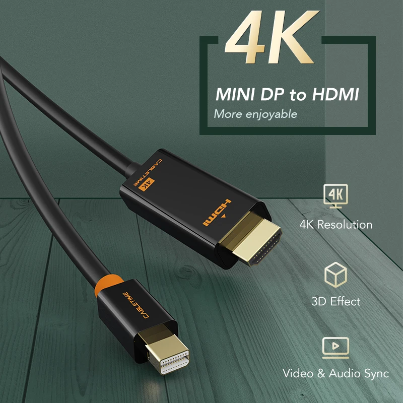 Кабель CABLETIME Mini Displayport к HDMI DP 1 2 кабель Thunderbolt 1080P для Surface pro 6 ТВ C054 | Электроника