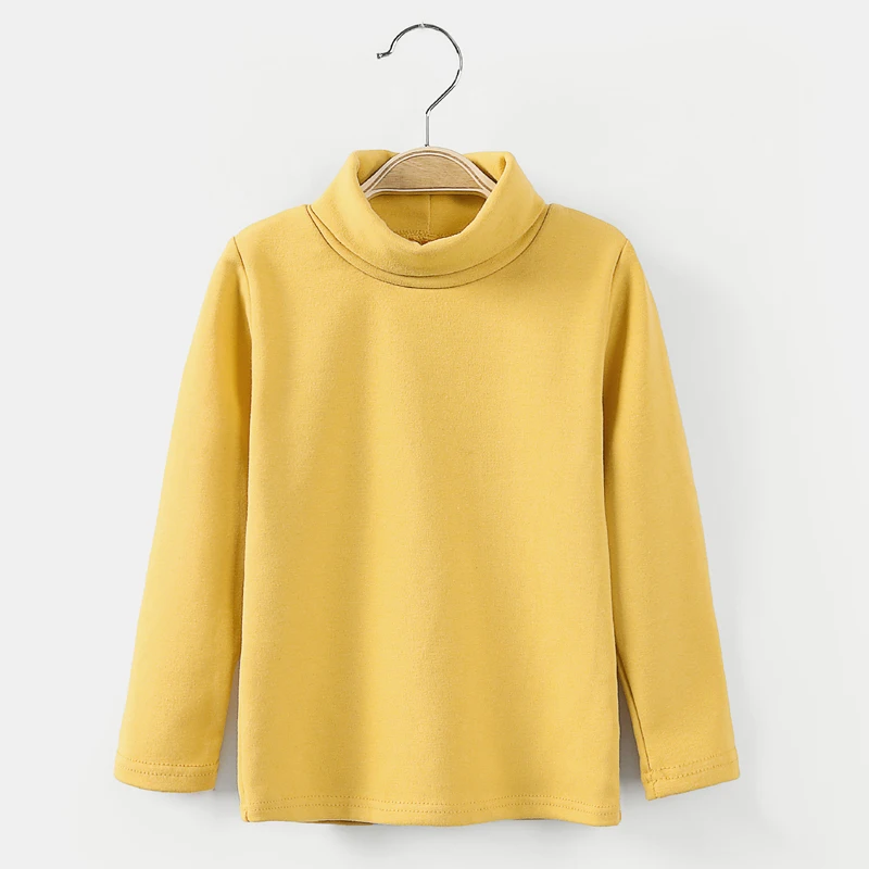 solid yellow Новые осенне-зимние футболки для мальчиков и девочек 17 цветов, стильные детские топы с длинными рукавами для девочек, футболка одежда для малышей и больших детей унисекс - Цвет: solid yellow