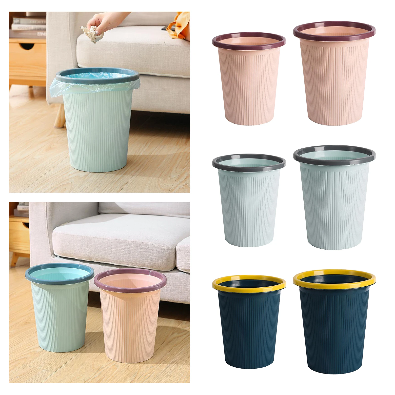 

PP Trash Bin Bucket Dustbin Garbage Can for Kitchen HomeOffice Bathroom 10L