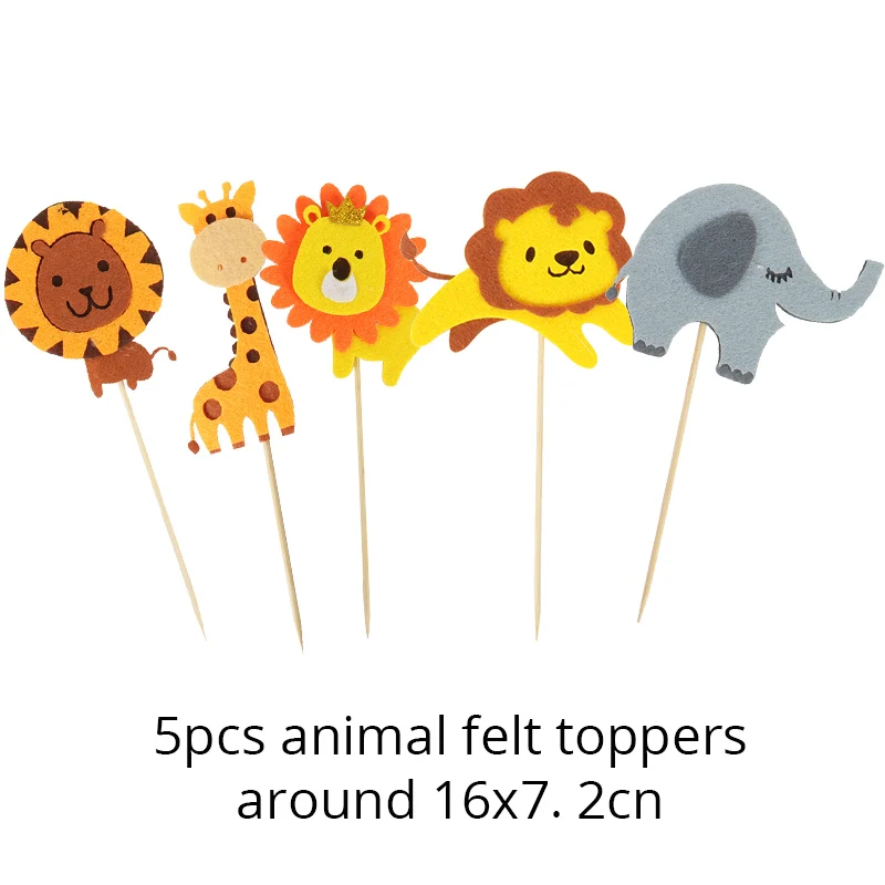 

Happy Birthday Cake Topper Jungle Party Supplies Animal Cake Toppers Cake Top Flag Decoration Baby Shower Baking Supplies