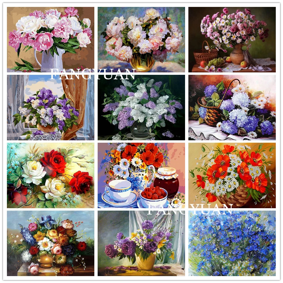 

5D Diy Diamond Painting Flower Cross Stitch Kit Mosaic Diamond Embroidery Rose Full Square Round Drill Home Decoration Wall Art