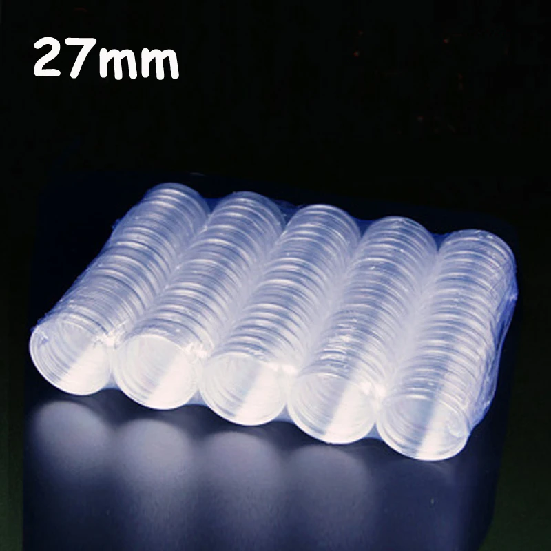 Прозрачные пластиковые защитные контейнеры для капсул 100 шт./лот 27 мм футляр