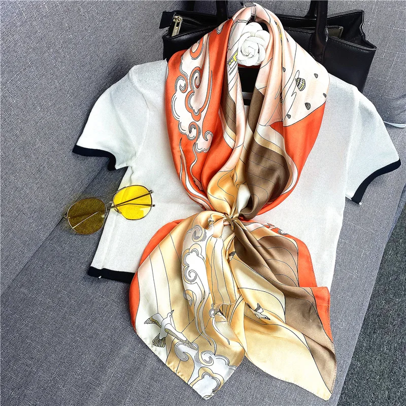 

Fashion Summer Silk Scarf Women Scarves for Hair Neck Cover Female Kerchief Bandana Hijab Bufanda de seda Foulard carre femmes