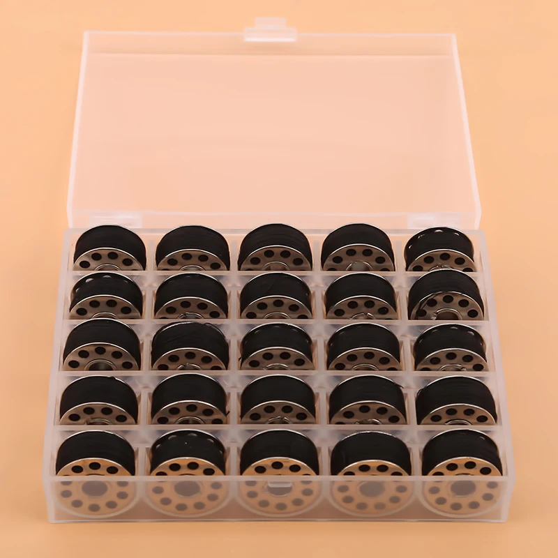 

25 шт. черно-белые швейные нитки + металлические бобины катушки для швейных машин для дома ручной Accessoolsries Шитье