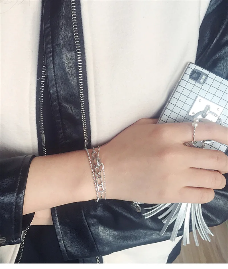 

Fashion 925 Sterling Silver Women Fashion Roman Numeral Square Charm Bracelets Female Lovers Girl Friends Gift Bracelets Bangles