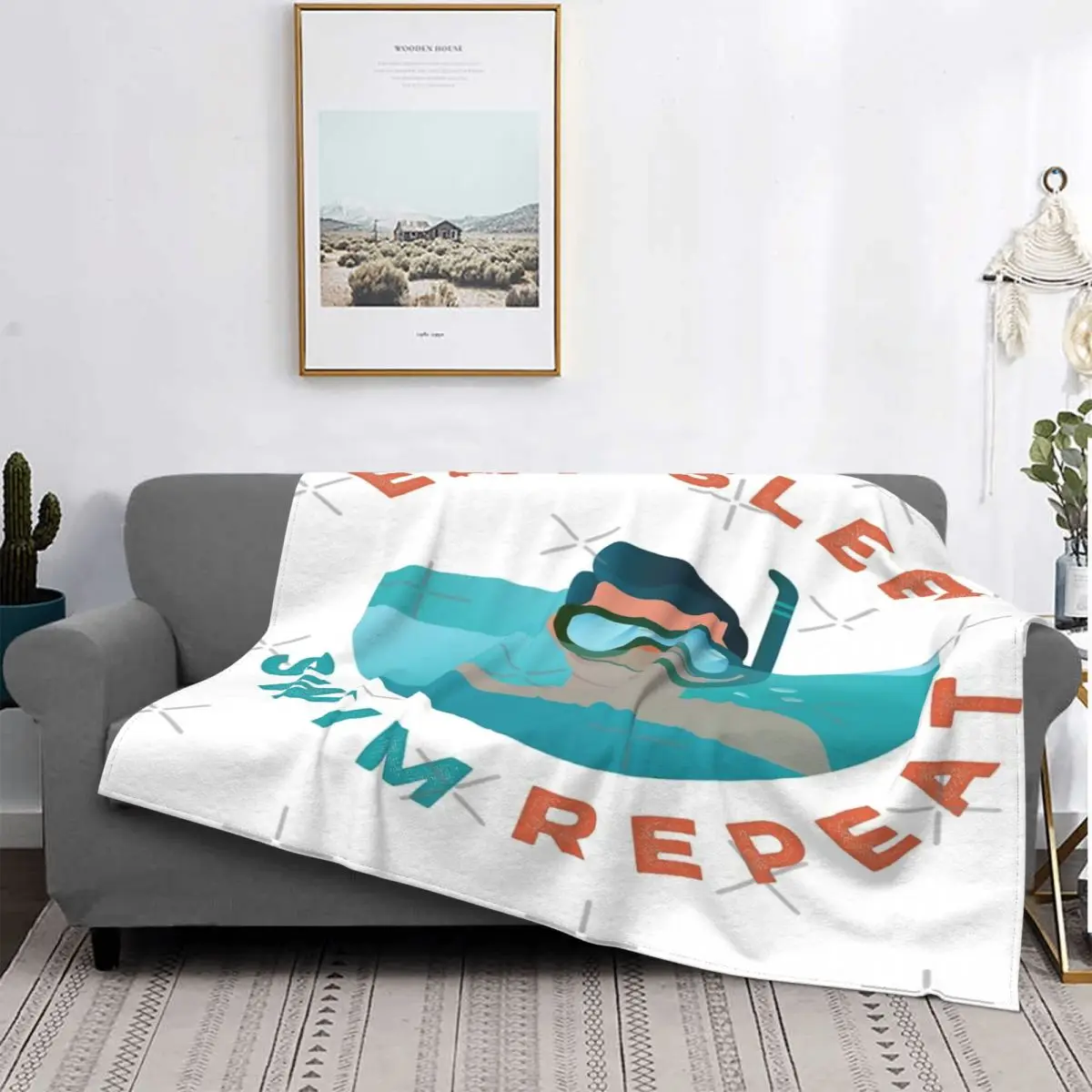 

Eat Sleep Swimmer Repeat 3 Manta, colcha a cuadros para cama, sofá, cama, colcha de lana 135