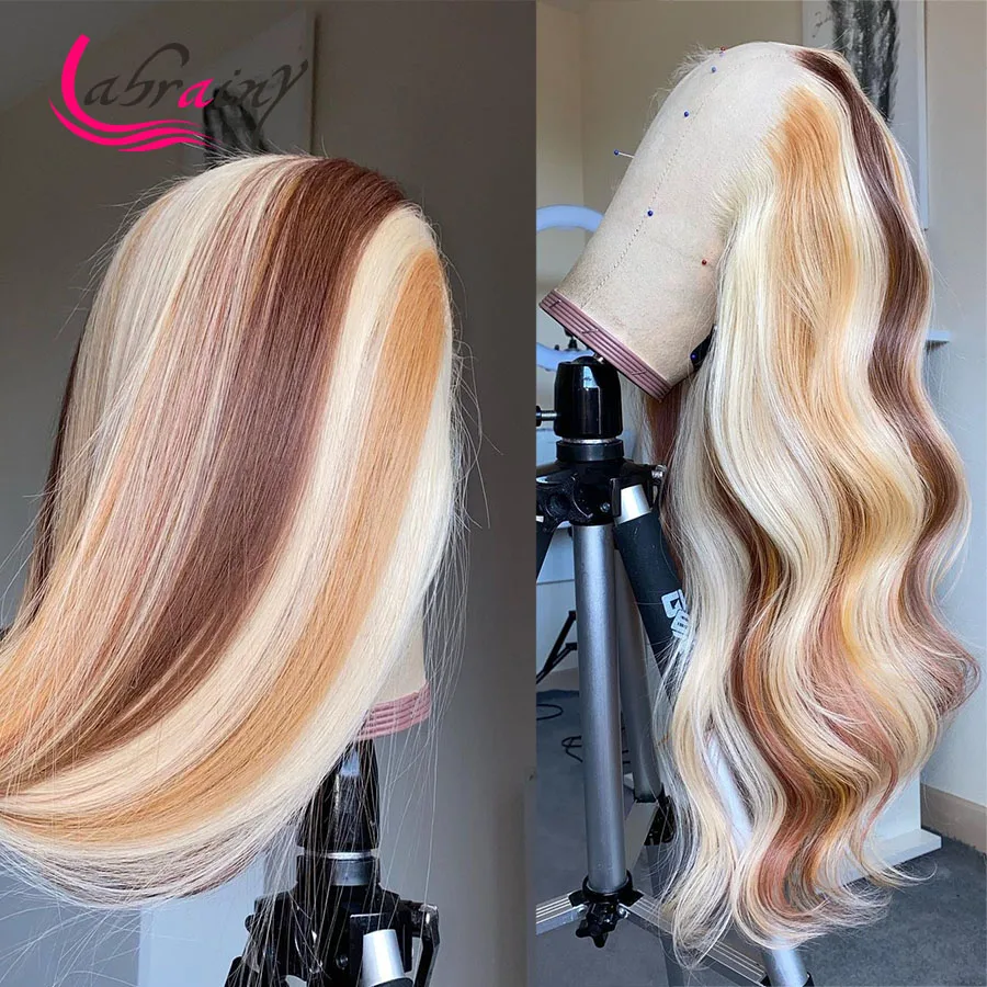 

613 Highlight Honey Blonde HD Transparent Body Wave Lace Frontal Human Hair Wigs Colored Wig Pre Plucked Bleached Knots 13x6x1