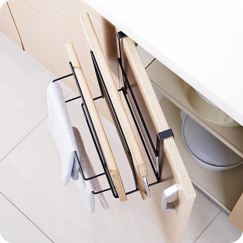 multifunctional hanging storage bracket kitchen gadget wall mounted cutting board rack towel organizer shelf home cabinet rack free global shipping