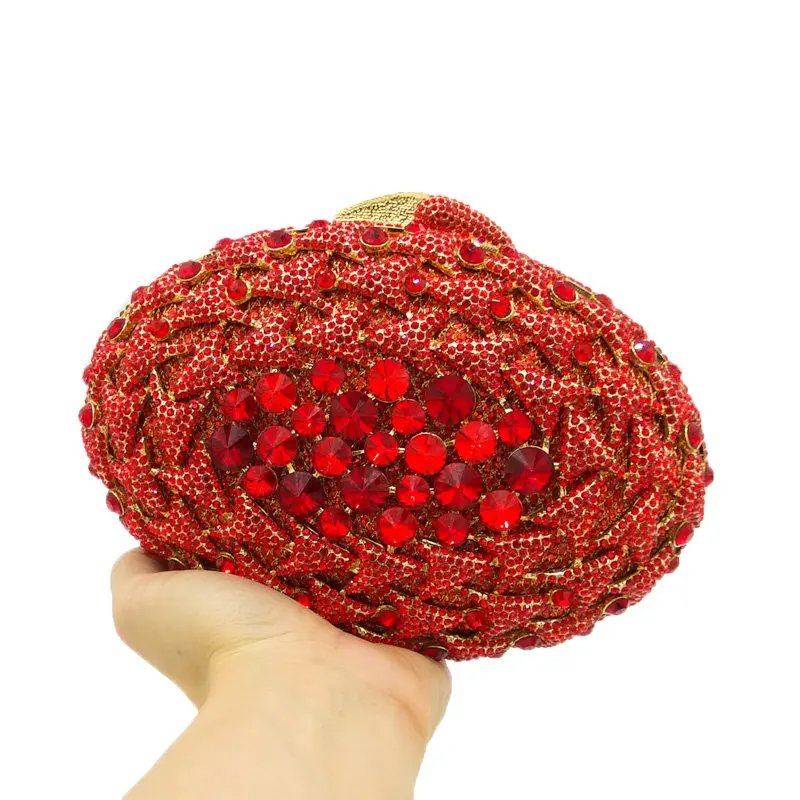 Женский металлический клатч Boutique De FGG красный с кристаллами и стразами вечерняя