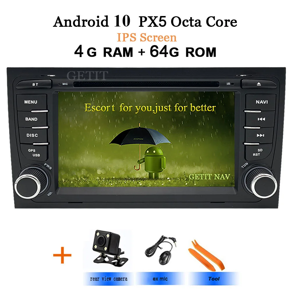 DSP Android 10 автомобильный стерео DVD мультимедийный плеер для Audi A4 S4 RS4 2002-2007 с WiFi BT gps навигацией Радио 7 ''ips экран - Цвет: IPS-4G-Rear Camera