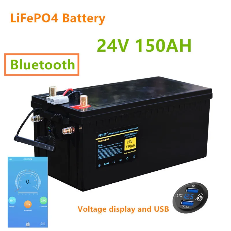 

Аккумулятор LiFePO4 24 в 150 ач с bluetooth BMS 24 В, Аккумулятор lifepo4 150 Ач, Аккумулятор LiFePO4 для инвертора, солнечной энергии и т. д.