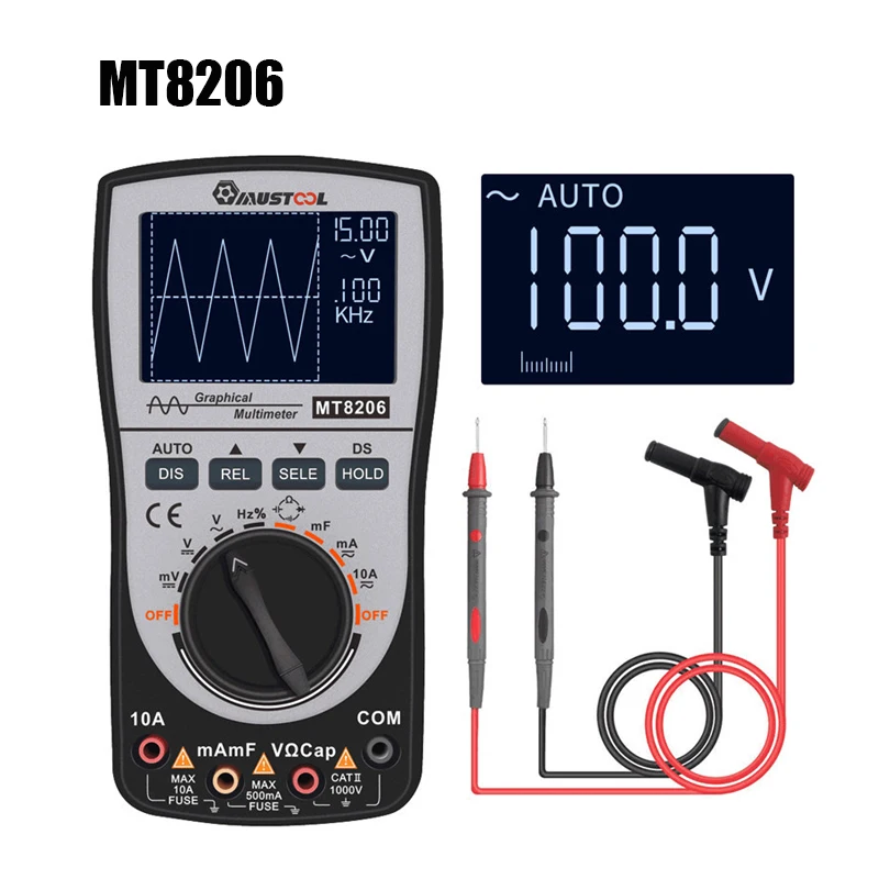 Цифровой Интеллектуальный Ручной осциллограф MUSTOOL MT8206 MDS8207 MT8205 MT99 MT109 2 в 1