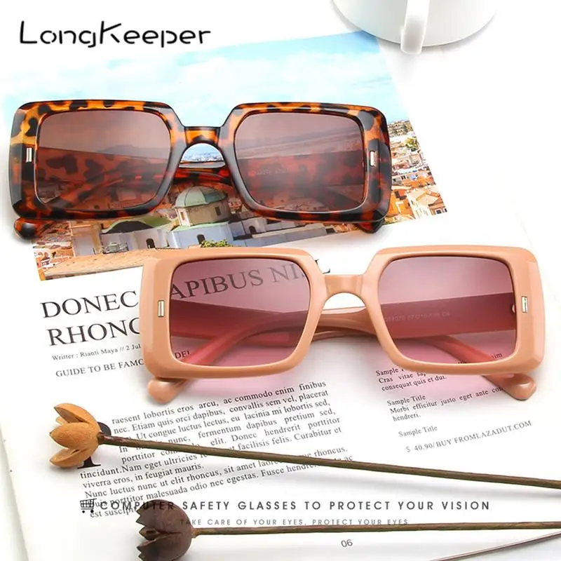 

Fashion Rectangle Women Sunglasses Lady Vintage Square Sun Glasses Leopard Gradient Eyeglasses Outdoor gafas de sol Travel