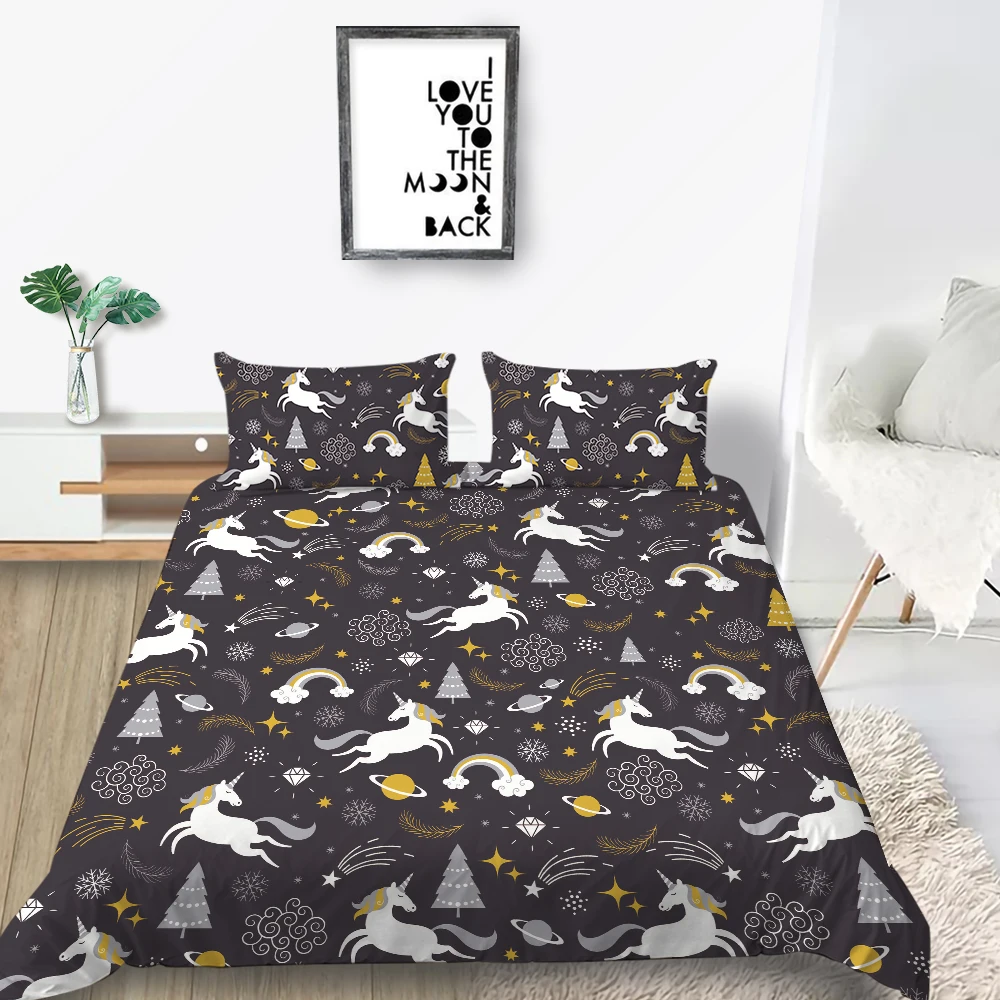 Радуга постельное белье с изображением единорога профессиональный