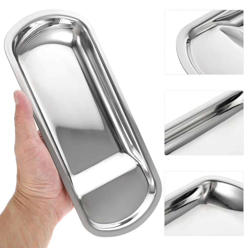 

1Pc Tableware Serving Tray Stainless Steel Serving Tray Soup Ladle Buffet Plate