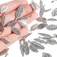 20 50pcs vintage silver color life tree leaf charms maple leaves charms diy necklace pendant jewelry finding making