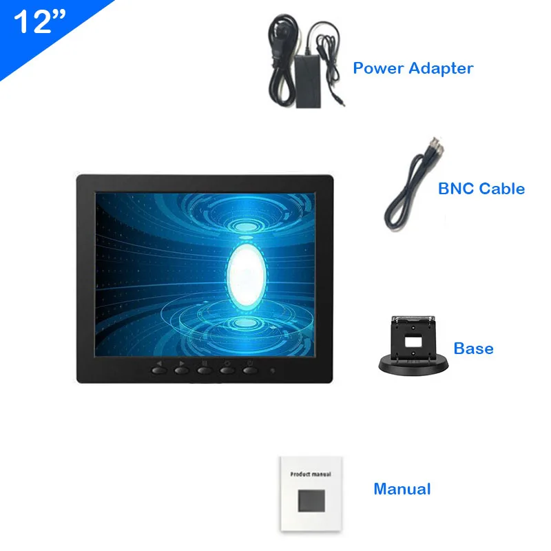 

Промышленный Портативный монитор ZHIXIANDA, 12 дюймов, 4:3, с BNC HDMI, AV, VGA, USB-интерфейсом