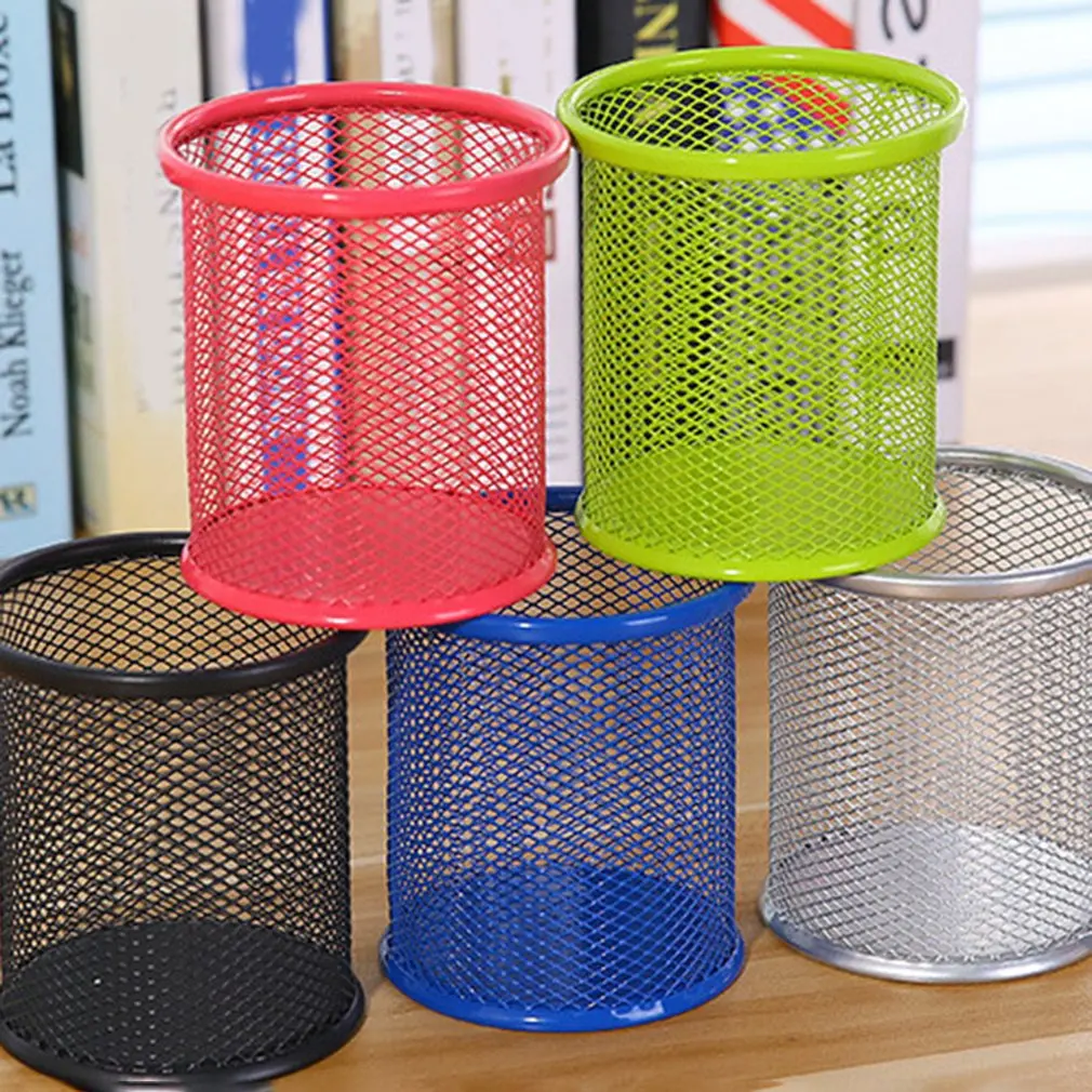 Office Home Supplier Desk Pencil Pen Holder Storage Organizer Cup Container Hollow Out Cylinder Makeup Brush Organizer