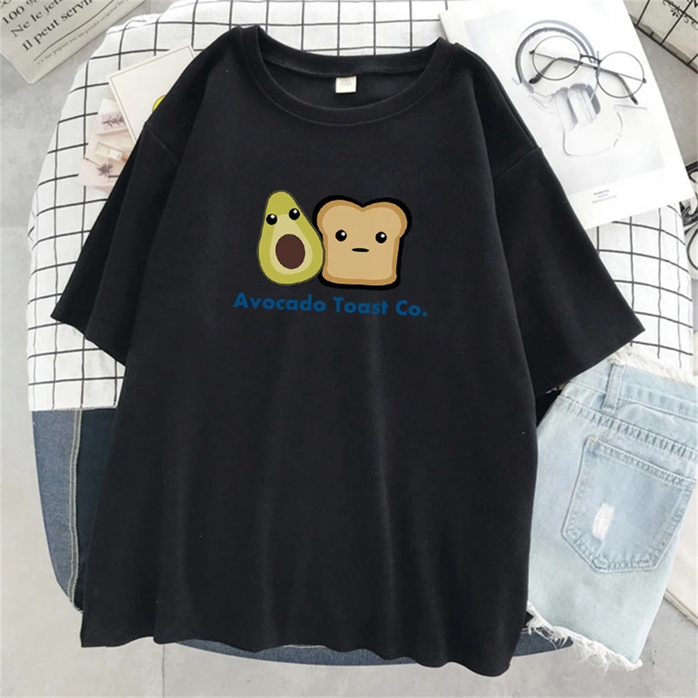 

Avocado Toast Co Kawaii Printing Tshirts Women's O-Neck Casual Tops Soft Streetwear New 2021 Summer Vogue Tshirt Women AYK3 AYK3