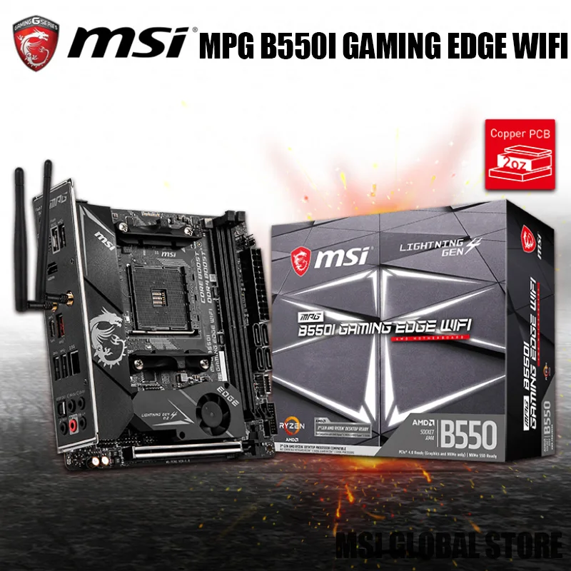 Online MSI MPG B550I Gaming Rand WiFi Gaming Motherboard (AMD AM4 DDR4 PCIe 4,0 SATA 6 Gb/s M.2 USB 3,2 Gen 2 AX Wi-Fi 6 Mini-ITX Neue