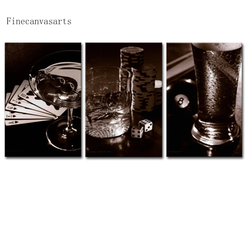 

3 Panels Room Decor Posters Bar Leisure Time Canvas Wall Art Painting Modern Style Living Room Decoration Home Decor Picture