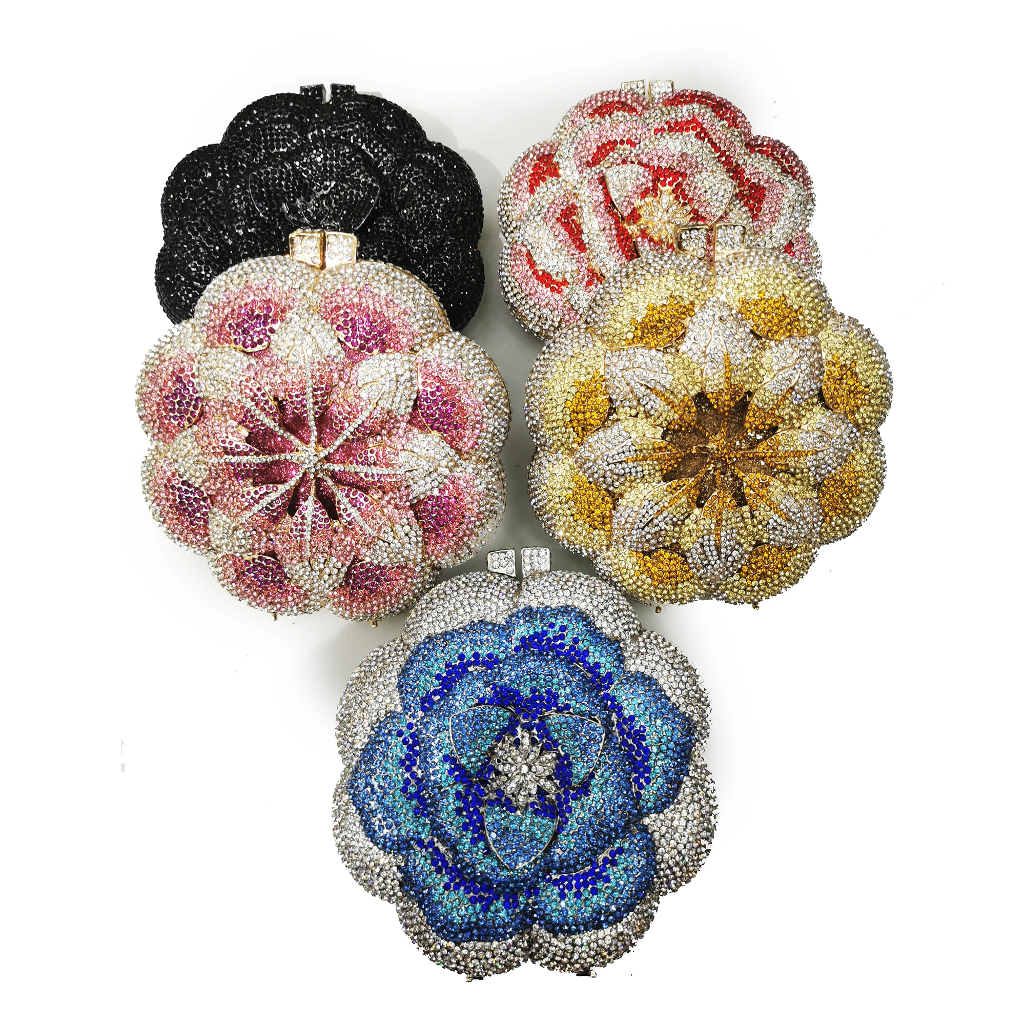 

New Arrival 2020 White/Yellow Rhinestone Crystal Floral Women Evening Clutch Fashion Ladies Designer Clutches Bag Female Handbag