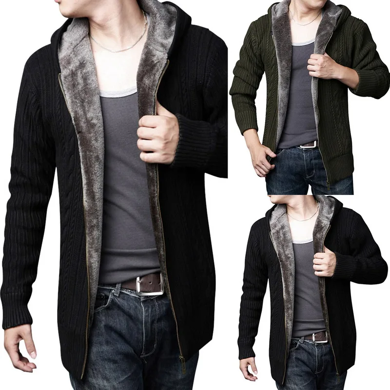 WENYUJH Новый Для мужчин плотный кардиган теплая шерсть мужской вязаный Slim Fit