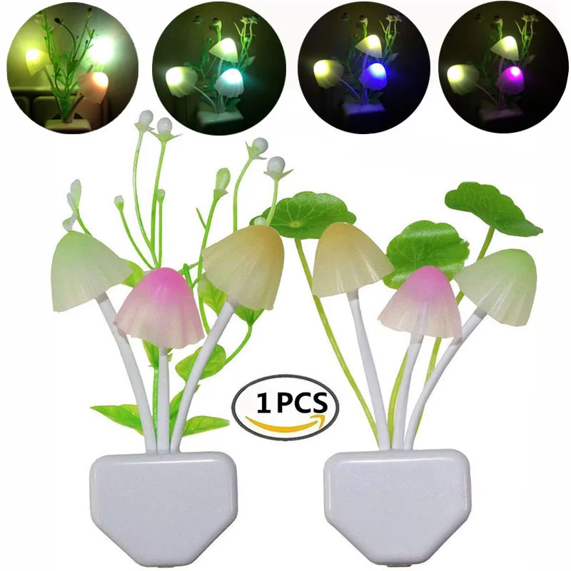 

Night Light 7 Color Changing Dusk To Dawn Sensor LED Night Lights Flower Mushroom Lamp Bedroom Babyroom Lamps For Kids Gifts