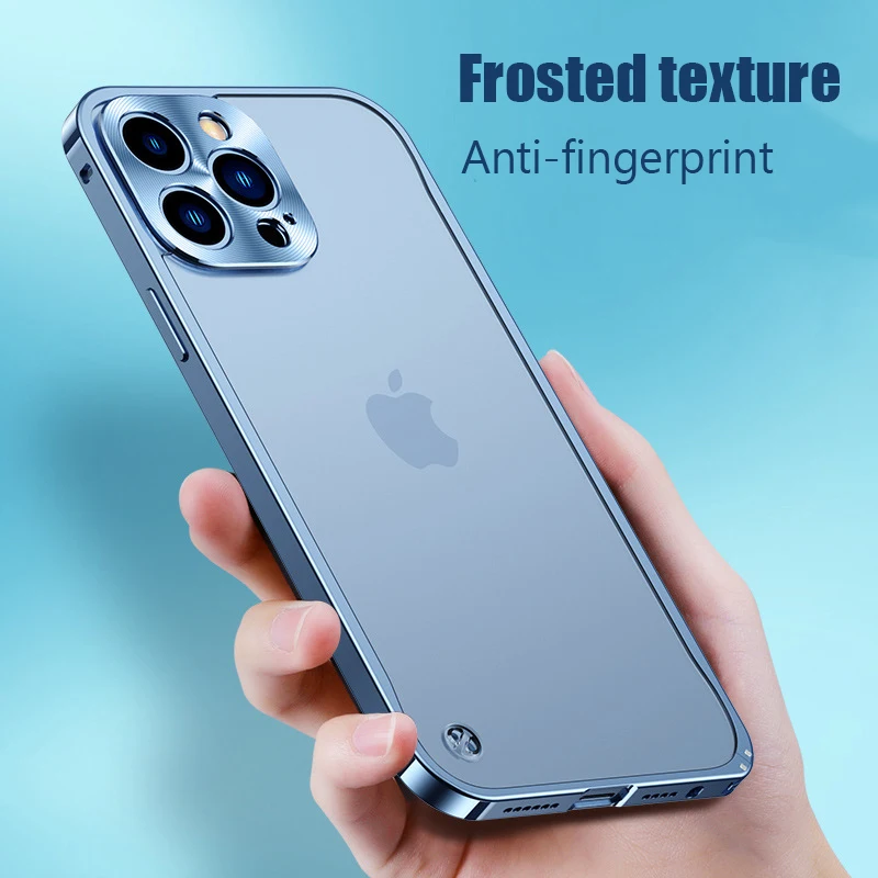 Матовый Прозрачный чехол с металлической рамкой для iPhone 13 12 Pro Max противоударный