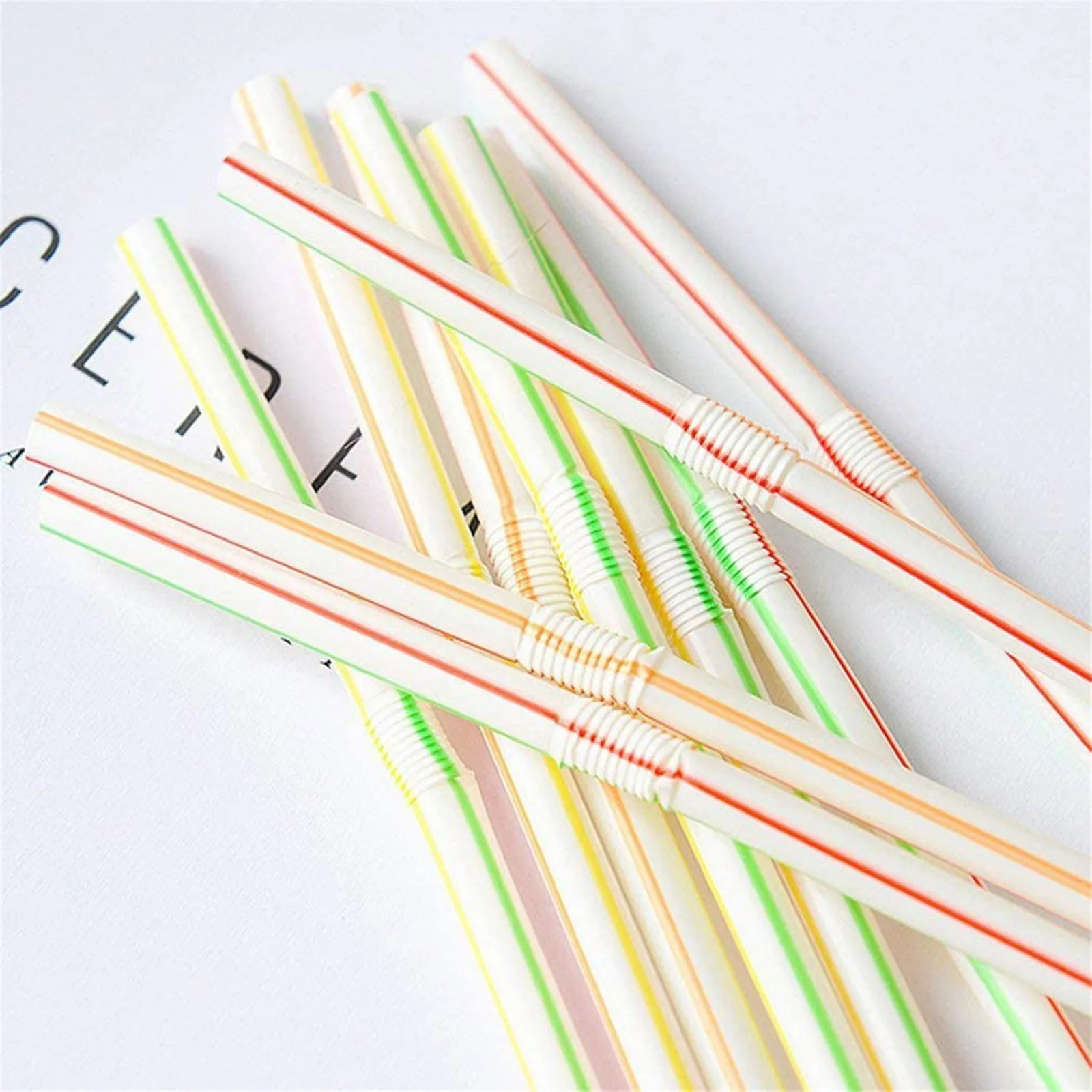 

600pcs Disposable Straws Flexible Plastic Straws Striped Multi Color Rainbow Drinking Straws Bendy Straw Bar Accessories#g35