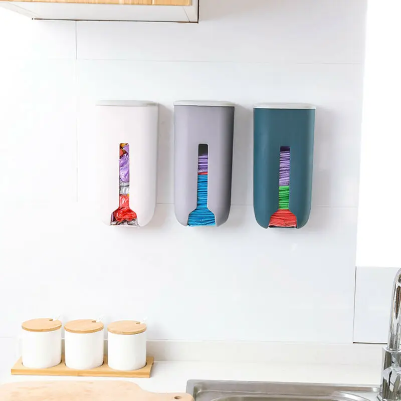 Wall-Mounted Plastic Bag Holder Rack Dispenser Garbage Bags Trash Storage Box Kitchen Organizer | Дом и сад