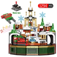 1455pcs city tree house castle architecture building blocks friends with music box santa claus elk bricks toys for kids gifts