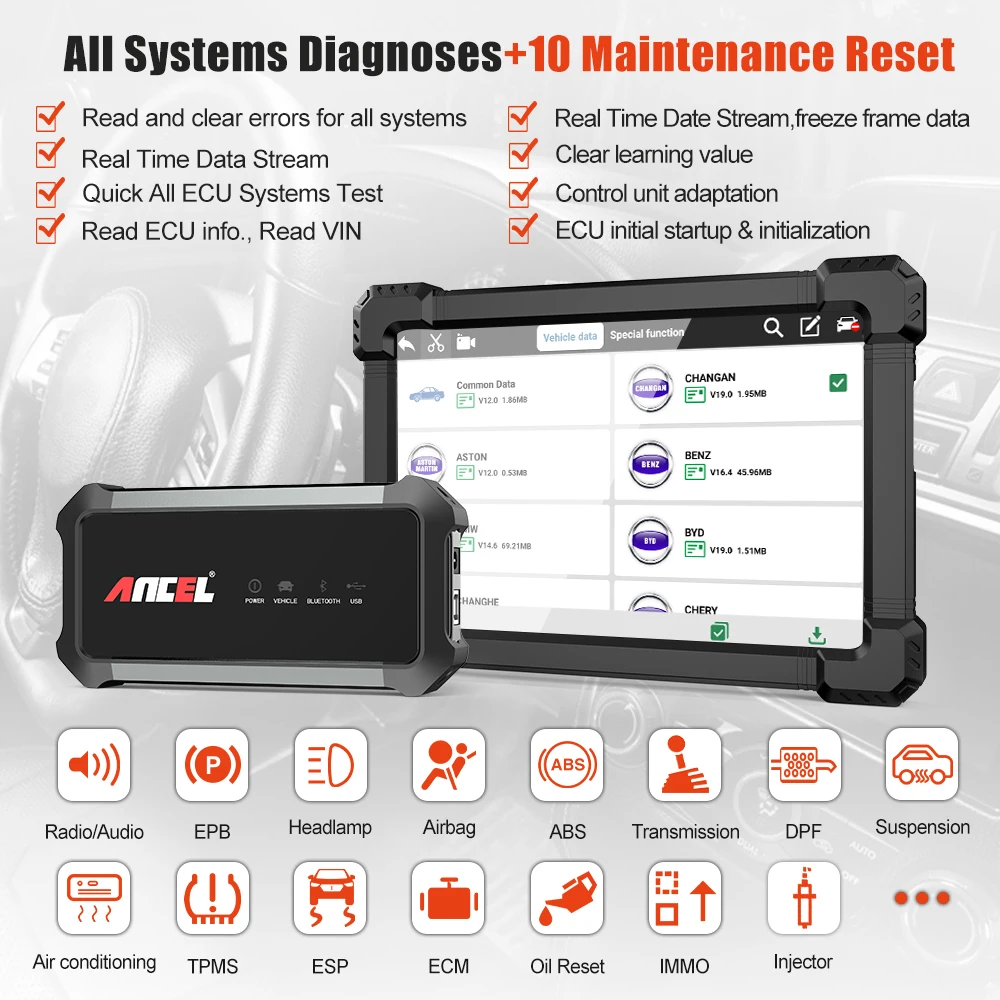 Автомобильный сканер Ancel X7 OBD2 Профессиональный OBD полная система ABS Oil EPB DPF Reset