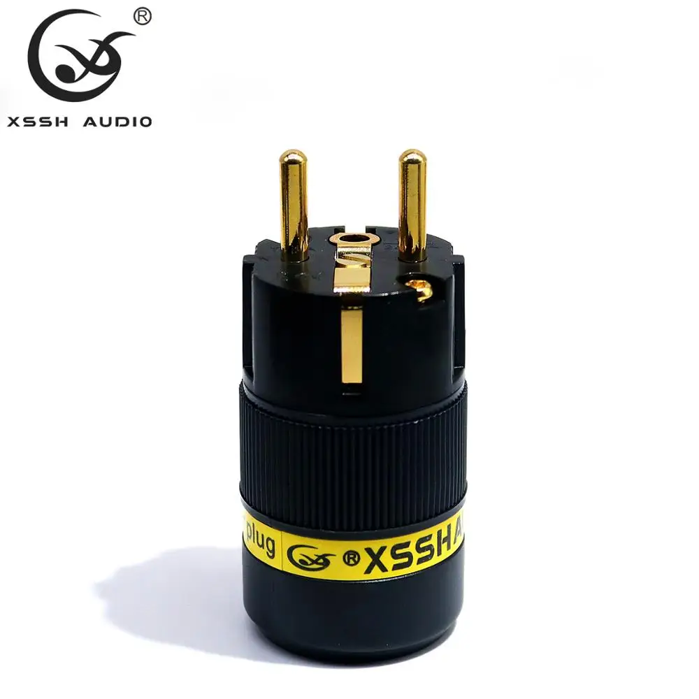 XSSH Audio YIVO HIFI 2 Pin Pins Pure Copper Plated Gold Rhodium Electrical Connector 18mm AC Female Male power EU Euro IEC Plug |