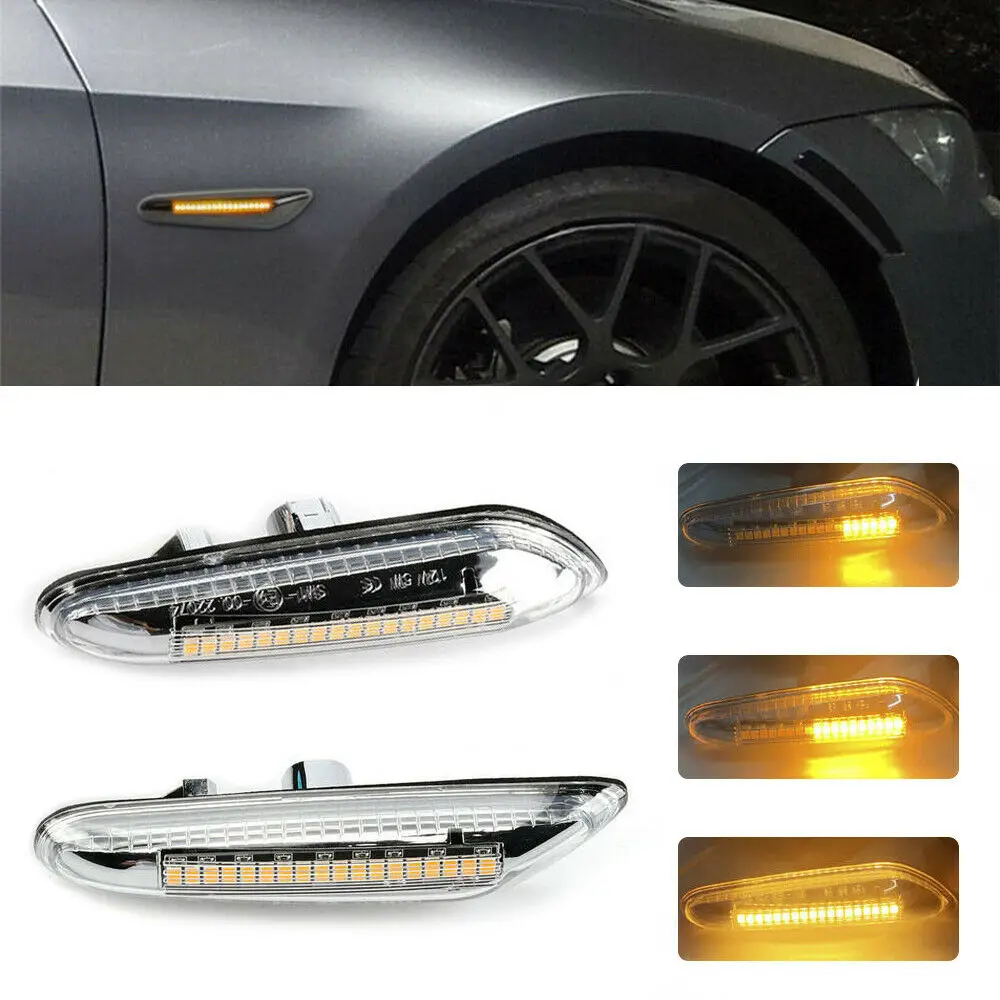 

1 Pair Side Marker Lights 3W Amber Dynamic E46 E60 E82 E87 E90 For BMW X5 E53