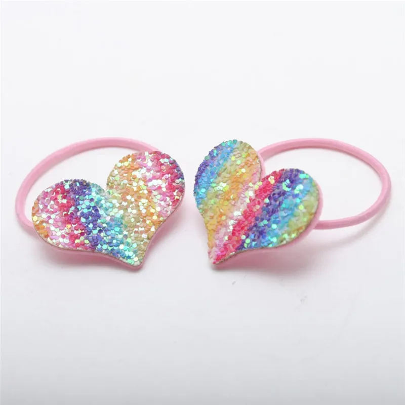 4Pcs New Girls Mickey Hair Scrunchies Rainbow Crown Elastic Bands Heart Accessories Fashion Gift for Birthday Party | Детская одежда и