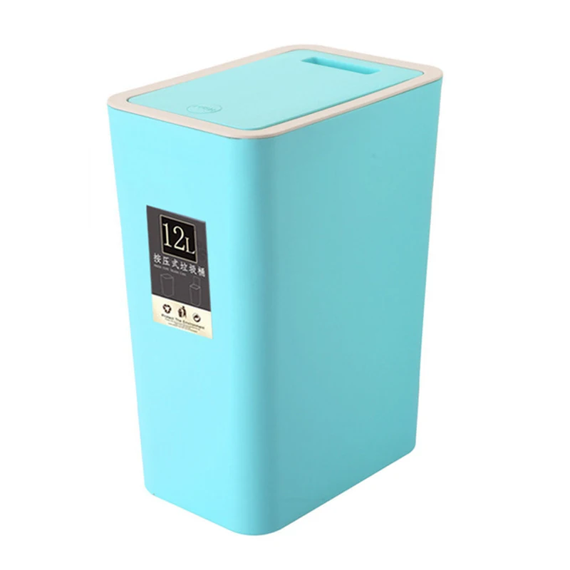 

12L Bathroom Trash Can Toilet Kitchen Waste Bin Dustbin Garbage Bin Press Lid