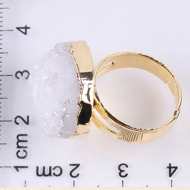 Новые Кольца M & G с натуральным кристаллом большие Регулируемые кольца модные