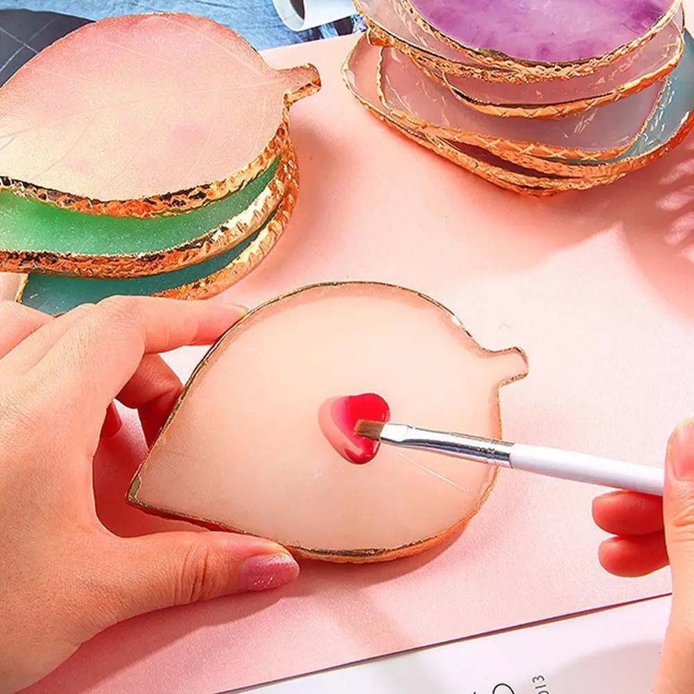 

1 шт., Палетка полимерных листьев из агата, Палетка цветов для дизайна ногтей, инструменты для смешивания краев, художественная краска для но...