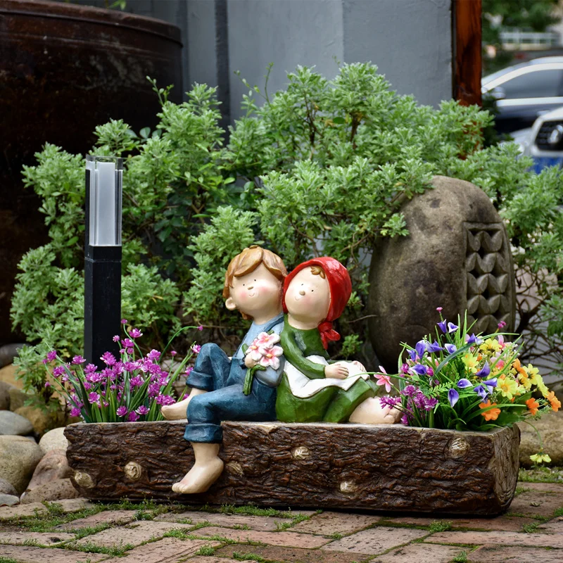 Статуя сада искусственный цветок пень горшок для растений двор домашний декор