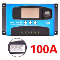 30405060100a mppt solar charge controller dual usb lcd display 12v 24v auto solar cell panel charger regulator with load