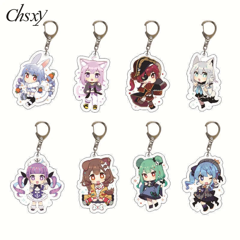 

Hololive Vtuber Anime Keychain Acrylic Cartoon Figures Tsunomaki Watame Shirogane Noel Houshou Marine Keyring Pendant Cute Gifts