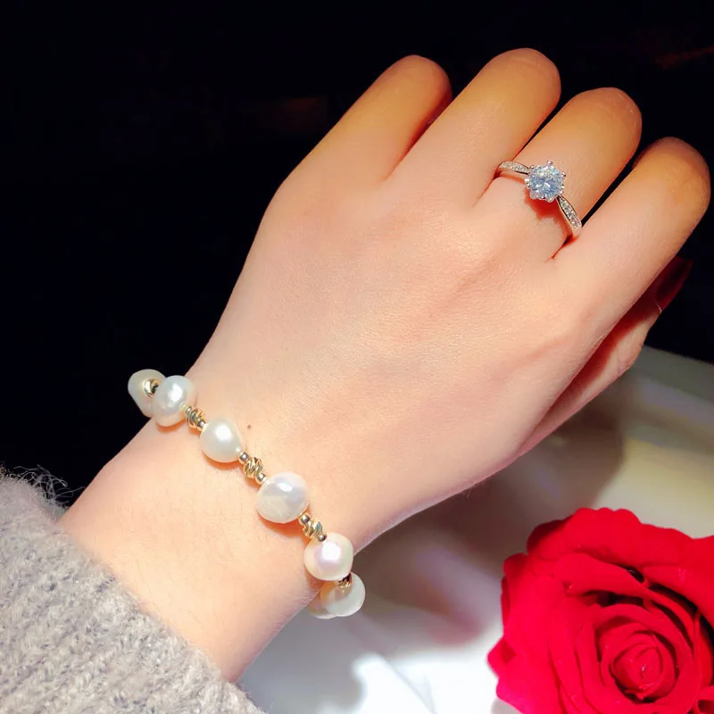 

2021 New 14K Pure Gold Filled Bracelet Natural Cultured Freshwater Pearl Fashion Twisted Bracelet Ladies Jewelry Gift