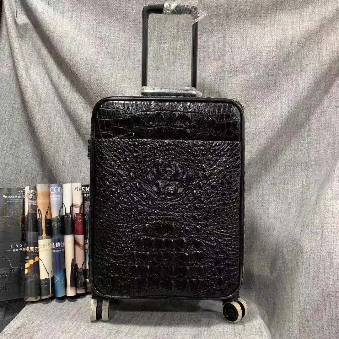 fanzunxing new arrival  crocodile leather men box Pull rod box  Universal wheel  Genuine crocodile leather men luggage
