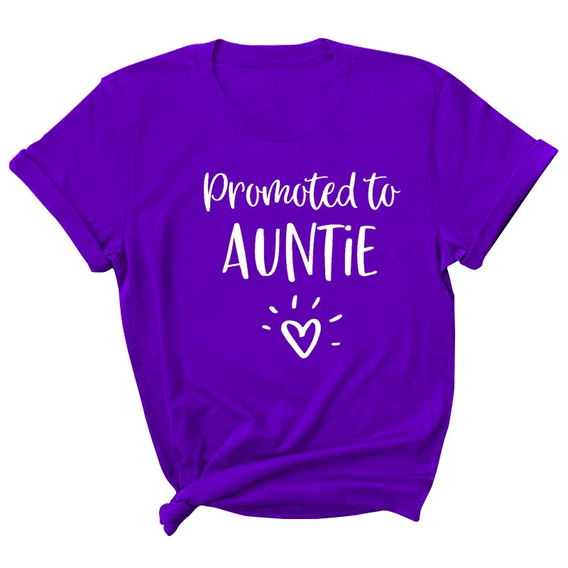 

Promoted To Auntie Letter Print Women T Shirt Short Sleeve O Neck Loose Women Tshirt Ladies Tee Shirt Tops Camisetas Mujer