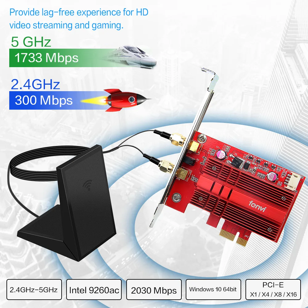 Двухдиапазонный AC2030 беспроводной ac 9260 PCIE WiFi BT 5 0 MU MIMO 802.11ac 2 4G: 300 M/5 Ghz: 1730Mbp