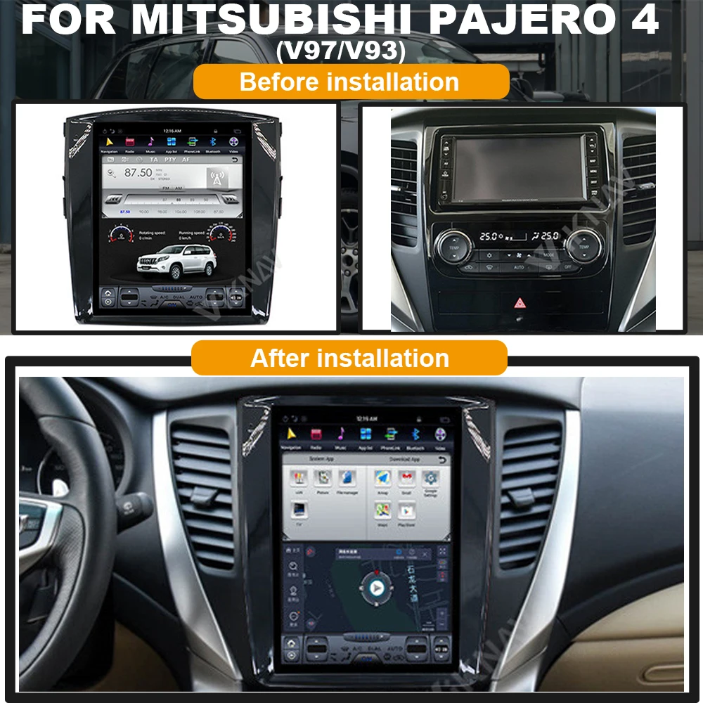 

vertical screen car GPS navigator DVD player for Mitsubishi Pajero 4 V97 V93 multimedia player auto radio video player 12.1 inch