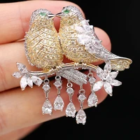 lovely winged bird on the branch love bird brooch female korean version fashion accessories corsage zircon high grade pin
