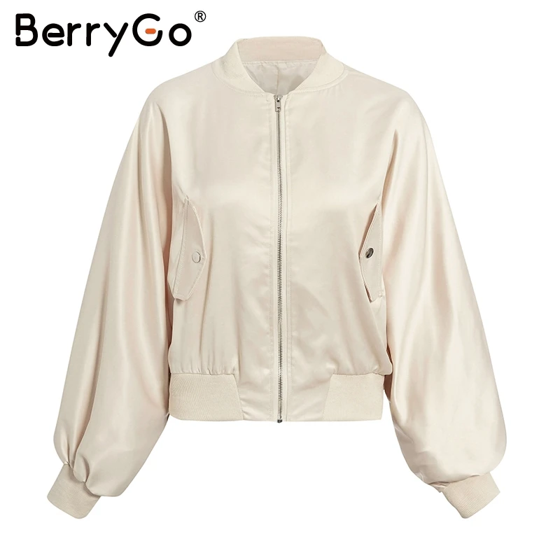 Шампанское BerryGO Harajuku Женская куртка с рукавами «летучая мышь», пальто, осенняя Женская куртка-бомбер, негабаритная куртка, пальто, Повседневная Уличная женская верхняя одежда, пальто - Цвет: Шампанское